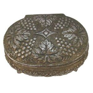 Vintage Silver Plate Oval Footed Trinket Jewelry Box Made in Japan